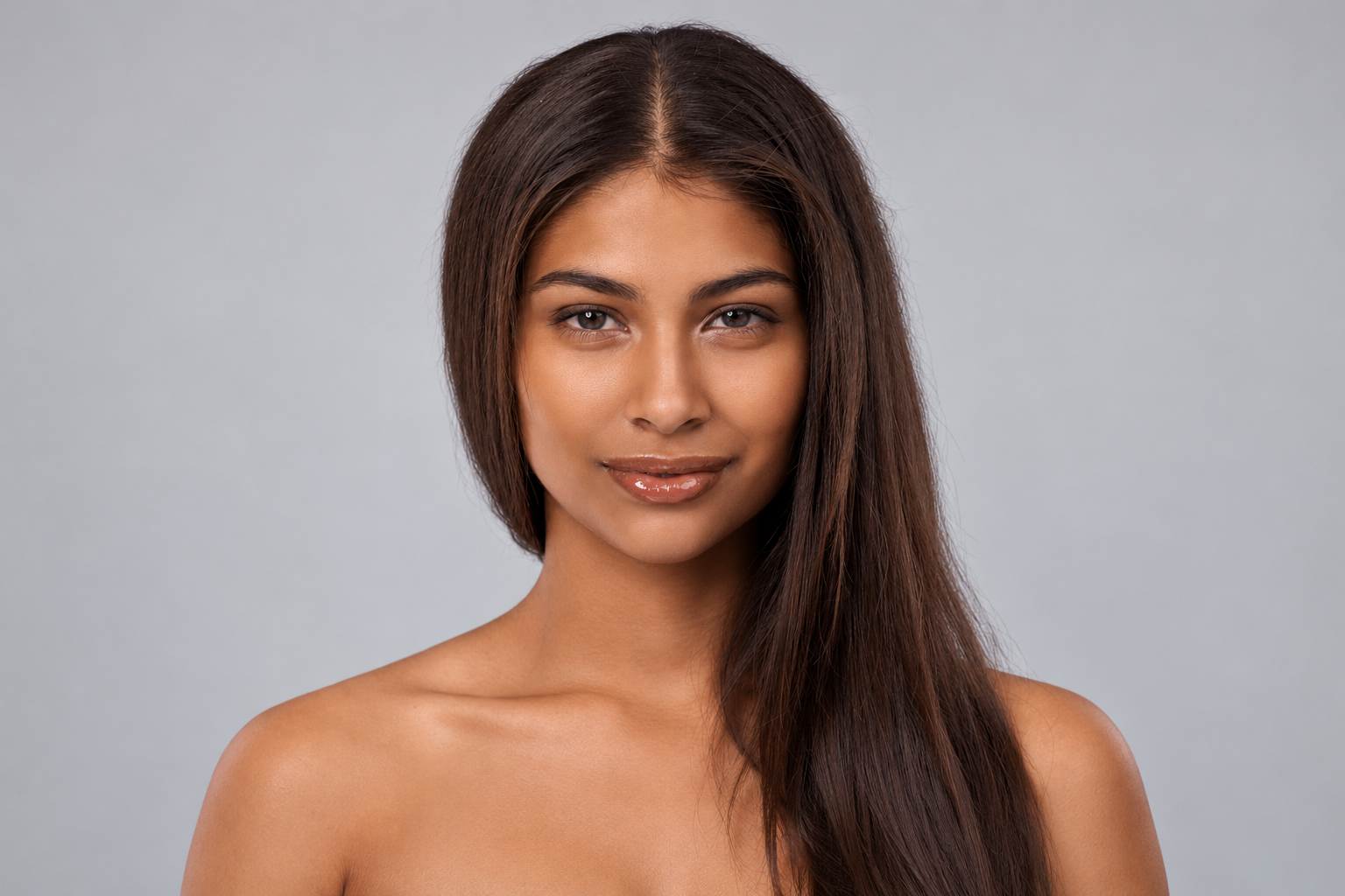 Woman with her face, neck, and shoulders visible